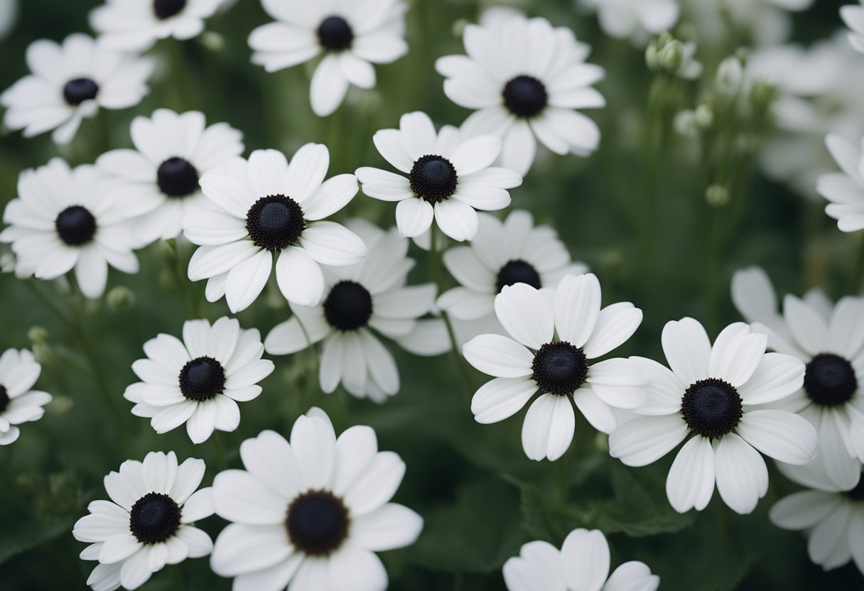 White Flowers With Black Center