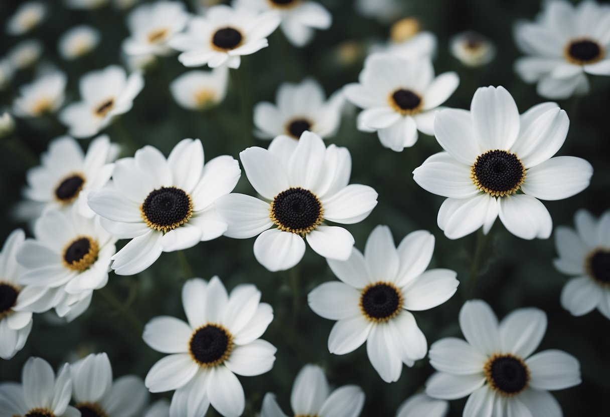 White Flowers With Black Center